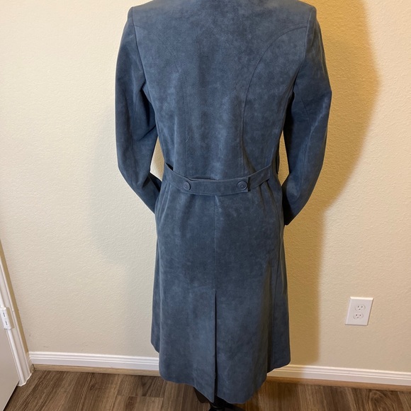 Gino Rossi Women’s Blue/Gray Collared Long Sleeve Button Front Overcoat Size 4 - Picture 6 of 13